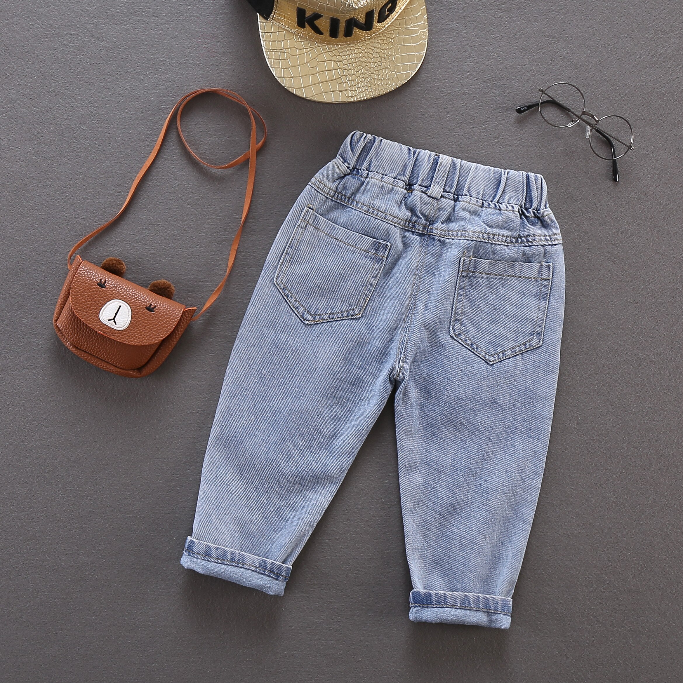 broken hole kids jeans for girls Boys Spring Autumn jeans for girls Casual Loose Ripped Jeans children jeans size:90-130