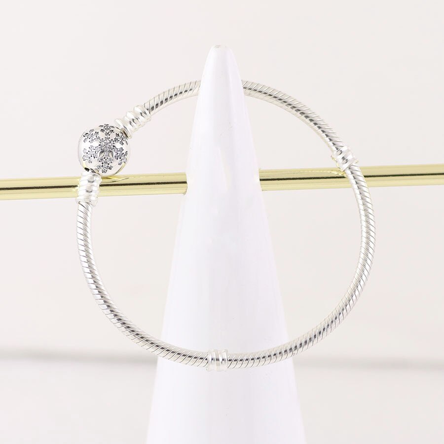 Pulsera con serpiente de Plata de Ley 925 con zirconia cúbica, brazalete con abalorios originales, para mujeres
