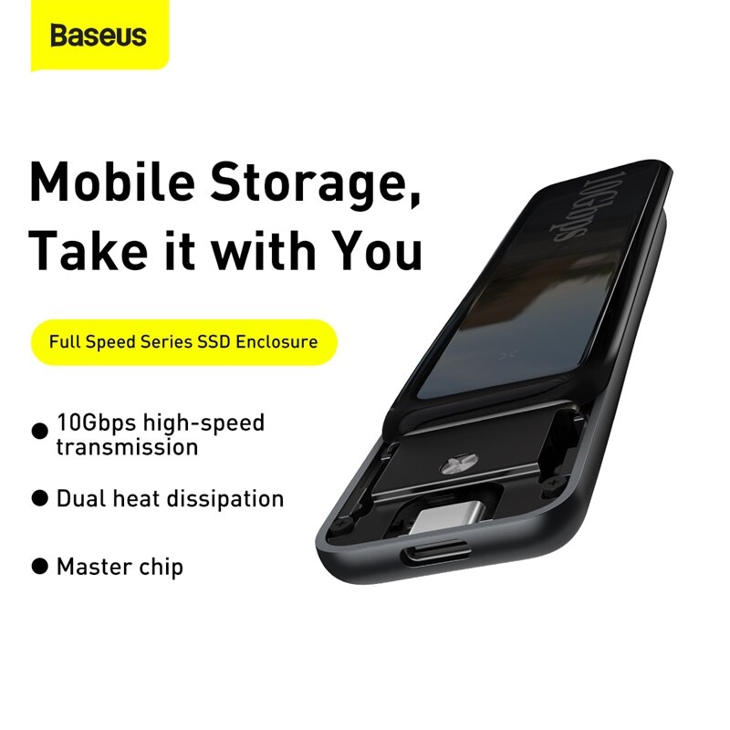 Baseus M2 SSD Case NVME SSD Enclosure SATA To USB Type C 3.1 SSD Disk Case 10Gbps M.2 NGFF SATA M/B Key External Hard Drive Box