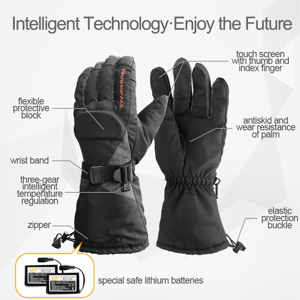 Electric Heated Gloves Warm Heating Mittens USB Rechargeable Gloves For Men Women Riding Skiing 7.4V 2600mAh