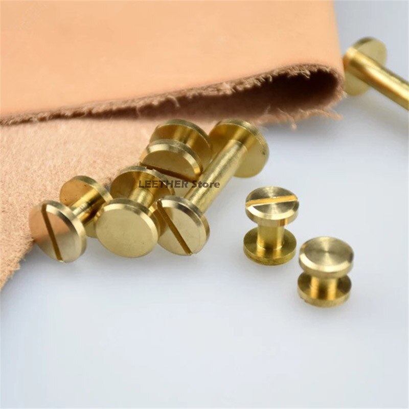 10pcs Solid Brass Arc/Plane Button Stud Screw Rivet Screw Back Belt for Sewing Handmade DIY Leather Accessories Material