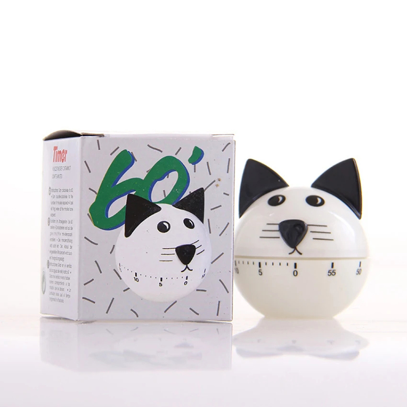 Cartoon Cat Countdown Timer 60 Minutes Digital Time Manager Clock Manual Mechanical Kitchen Cooking Time Reminder Baking Tools