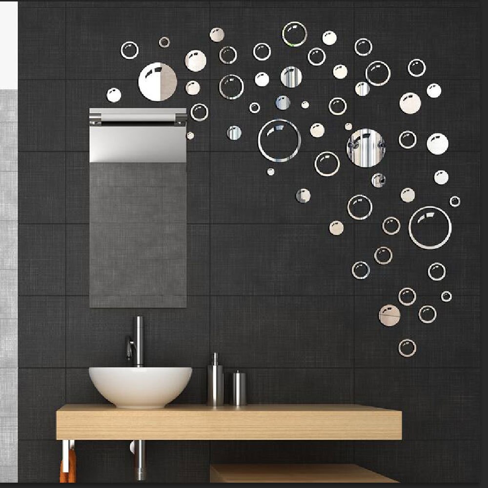 Bubble Shaped Acrylic Gold Sliver Mirror Stickers Wall Sticker Home Decoration Bedroom Living Room Decor