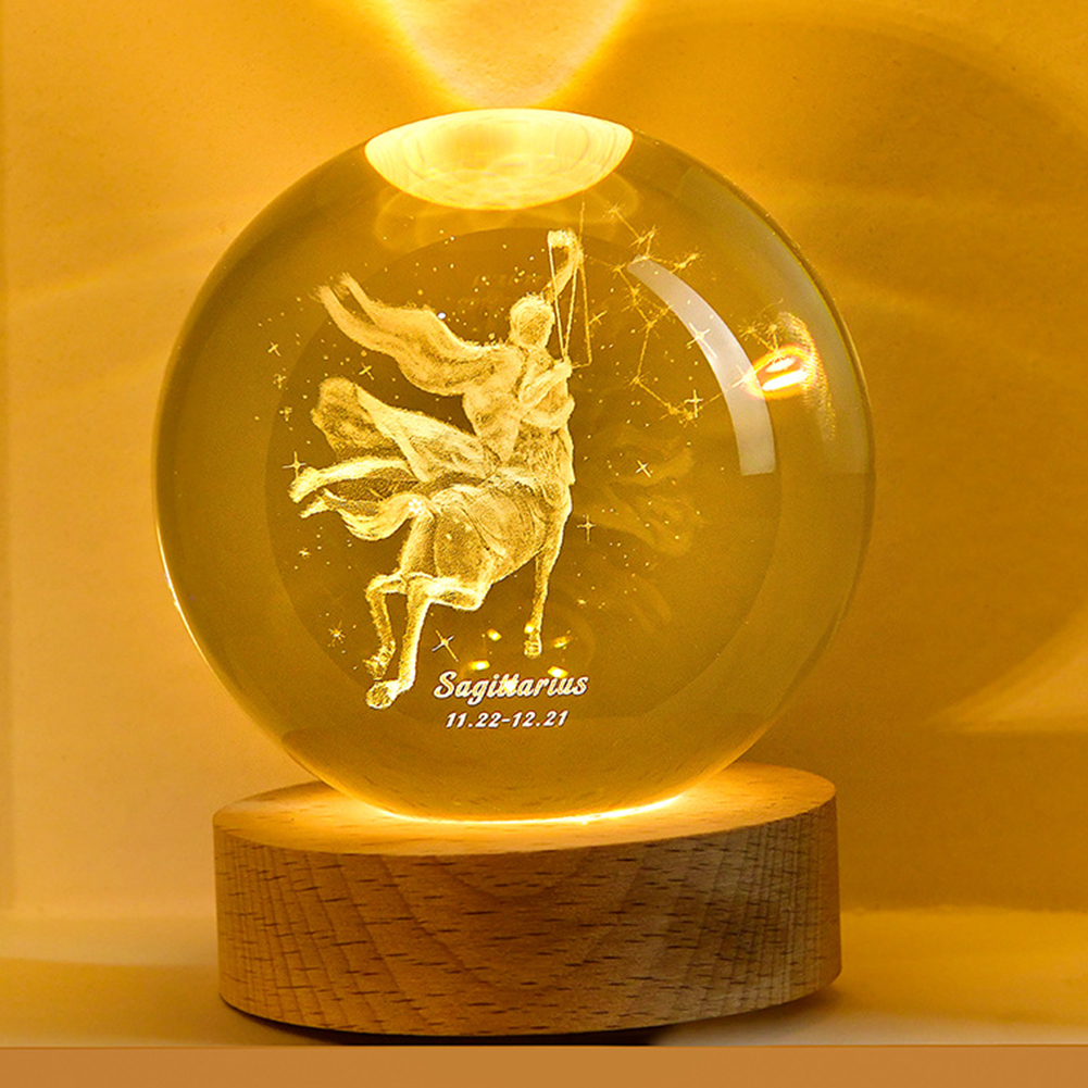 Usb 3d Kristallen Bol 12 Constellatie Led Nachtlampje Decor Lichtgevende Projectoren Slaapkamer Decor Nachtlampgeschenken Voor Kinderen Paar