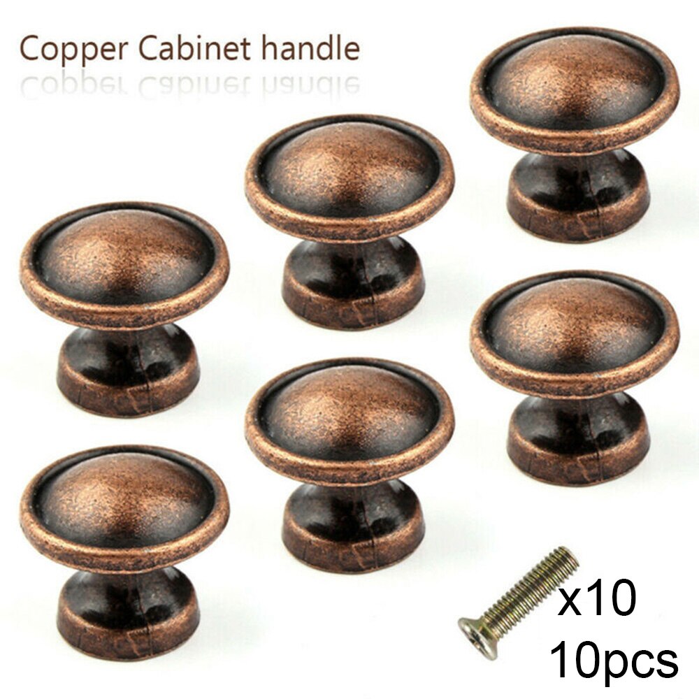 Brushed Copper Handle 10Pcs Door Knobs Kitchen Cabinet Drawer Furniture