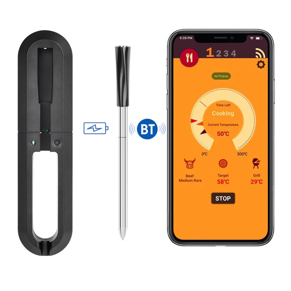 Clever kabellos Lebensmittel Fleisch Steak Thermometer Für Backofen Grill Bbq Raucher Rotisserie Küche Clever Digital Bluetooth Thermometer