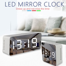 DIDIHOU LED Mirror Alarm Clock with Dimmer Snooze Temperature Function for Bedroom Office Travel Digital Home Decoration Clock