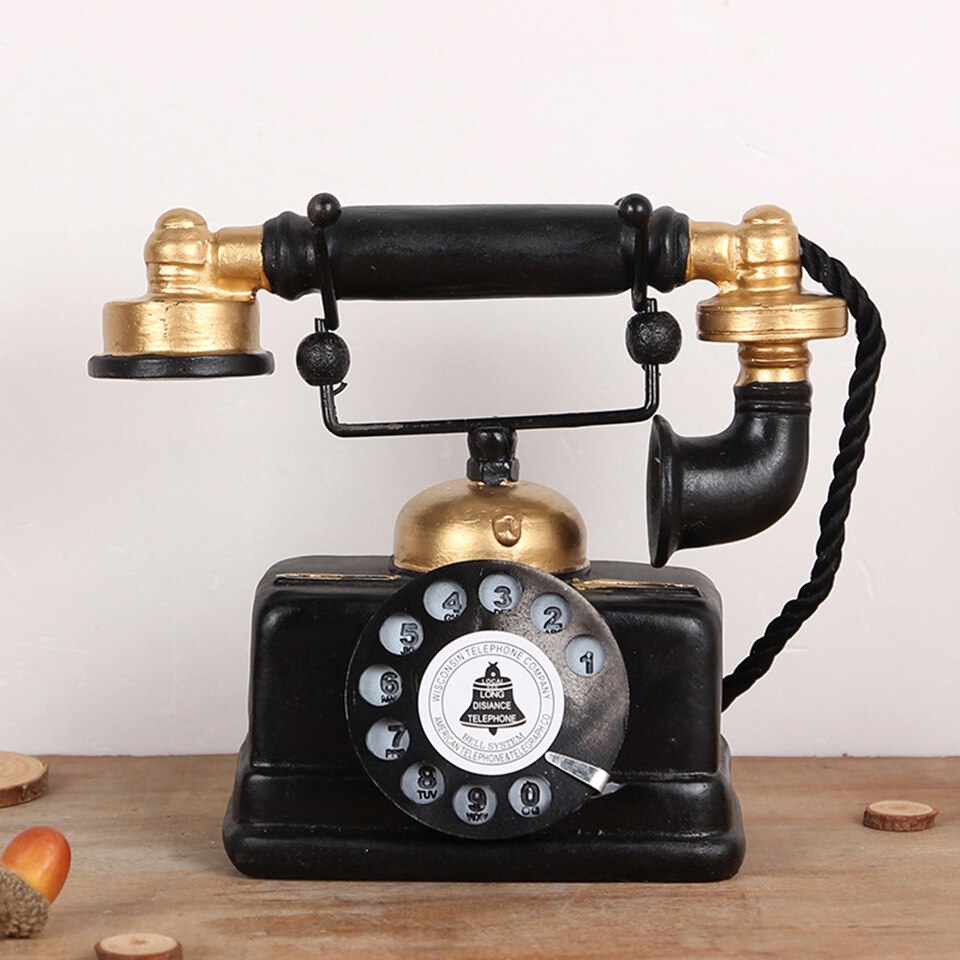 Nostalgisk gammeldags håndsæt telefon europæisk stil boligdekoration ornamenter harpiks håndværk bar stue dekoration 036