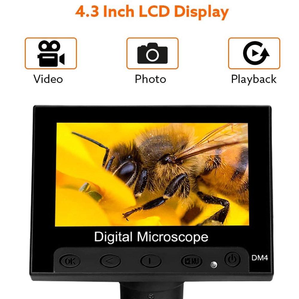 1000X Mega Pixels 4.3 inch LCD Digital USB Microscope Microscopio Magnifier Electronic Stereo USB Endoscope Camera