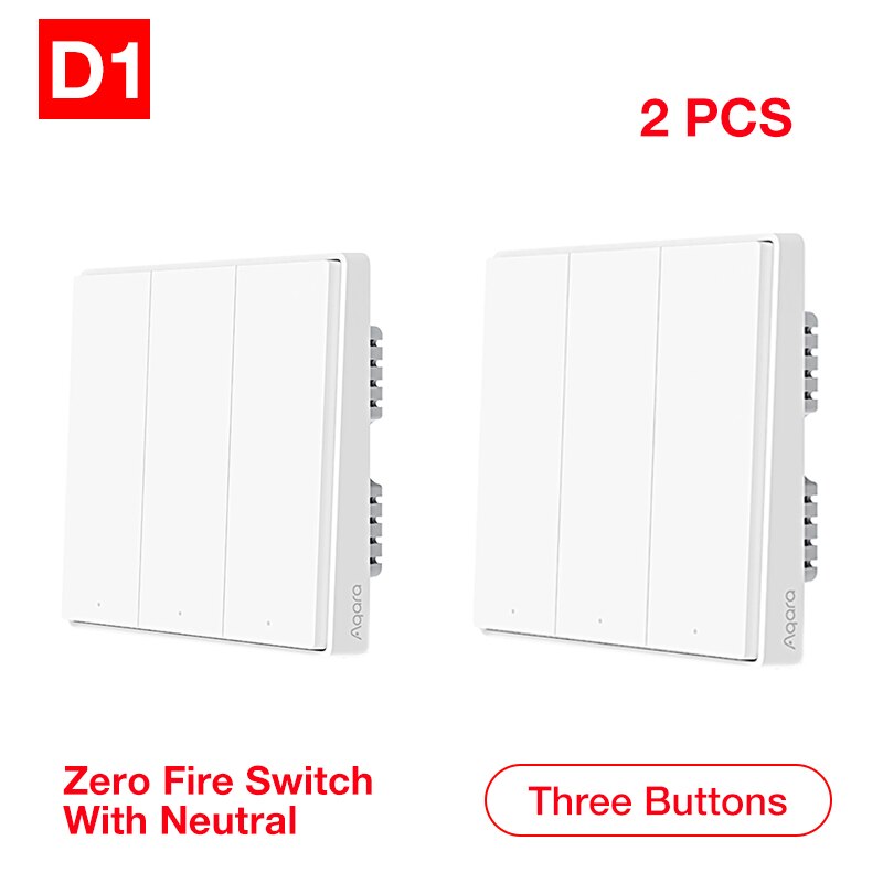 Aqara Wall Switch D1 Zigbee Smart Zero Line Fire Wire Light Remote Control Wirelss Key Wifi Switch Without Neutral For MI Home: 2X With Neutral 3Key