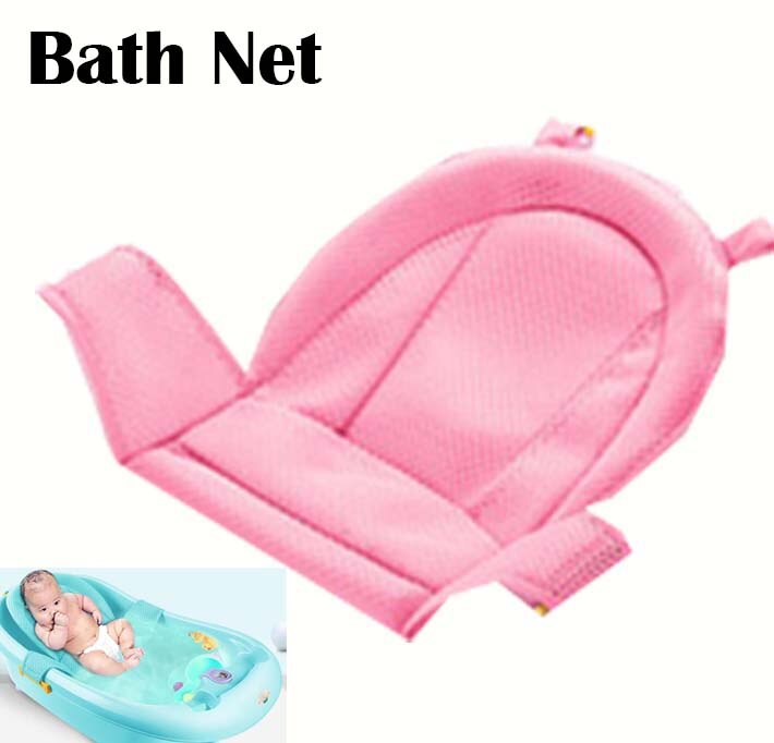 Baby bad sikkerhedsnet nyfødt badekar støttemåtte spædbarn brusebad pleje ting justerbart sikkerhedsnet vugge sving til spædbarn bad: Lyserød