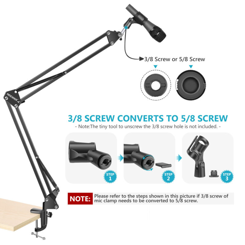 Neewer Studio Microphone Suspension Boom Scissor Arm Stand for Radio Broadcast Storage Holders & Racks