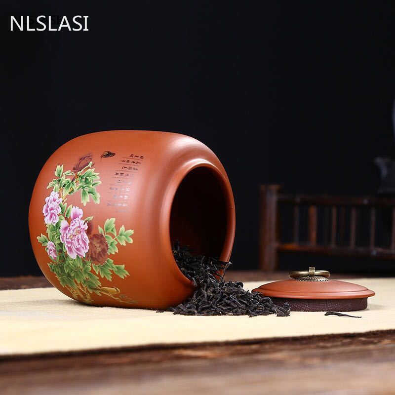 Chinese Purple Clay tea jar Tieguanyin containers travel tea bag storage box Portable Sealed porcelain tea caddy spice organizer