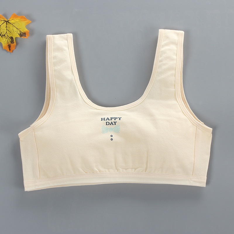 Reggiseno per ragazze adolescenti bambino Happy Day lettere stampa Lingerie canottiera sportiva canottiera reggiseno di mezza età con coppa Pad per 7-12T: Skin 1pcs