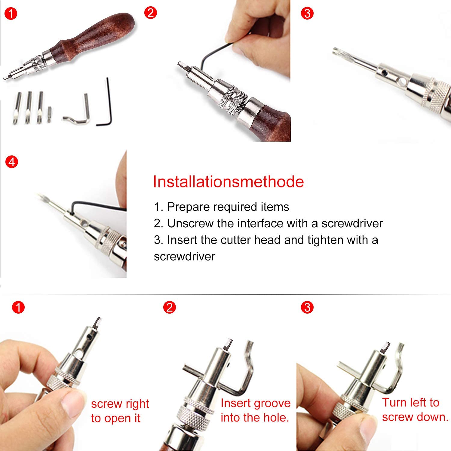 13pcs Leather Tools Set Hole Punching Seams Punch Tool Pen Leather Plane Groover Crease Round Leather Craft Adjustable Stitching