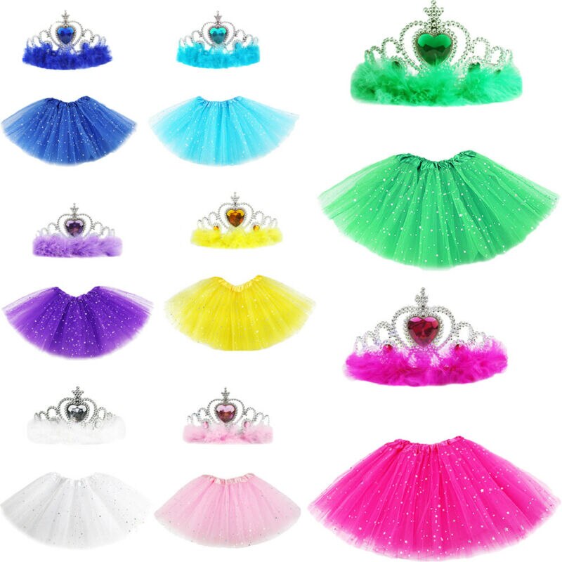 Baby Girl Birthday Party Princess Cake Smash Tutu Skirt+Crown Sets Fashion Casual Sweet Breathable High Waist Ball Gown Skirt