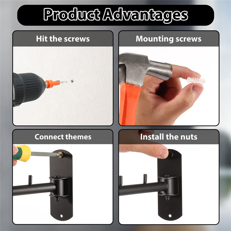 Bsevb - ruchomy wieszak na ubrania, obrotowy, ze stali nierdzewnej, do montażu na ścianie, do wewnątrz i na balkonie, oszczędzający miejsce