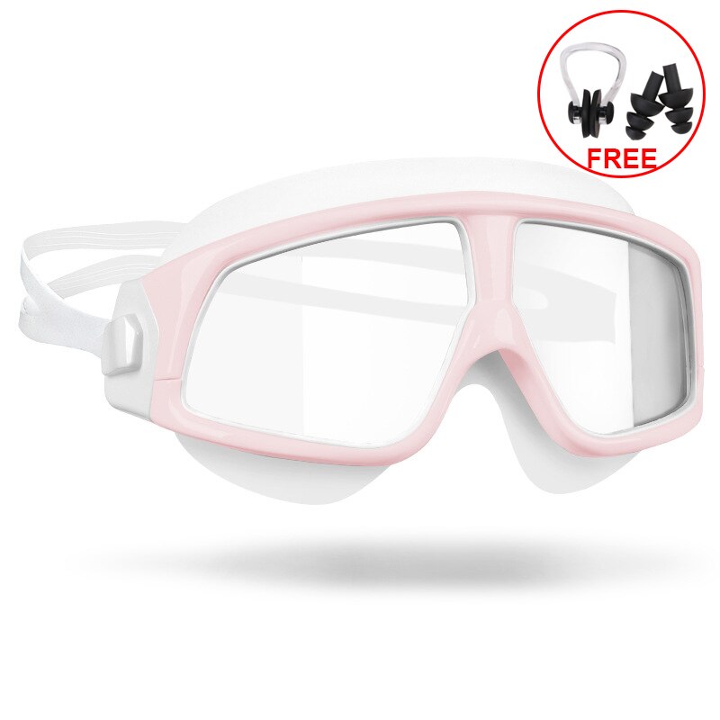 COPOZZ-Gafas de natación de silicona con marco grande para hombre y mujer, lentes de agua profesionales, antiniebla, UV, a prueba de agua: Negro