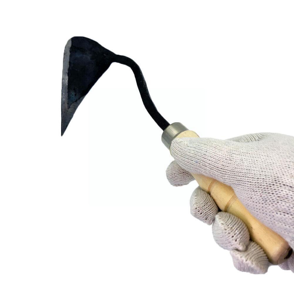 Gardening Hoe Small Wooden Handle Crooked Triangular Garden Tools Seedling Hoes Tip Digger Agriculture Multifunctional Tool C2u5