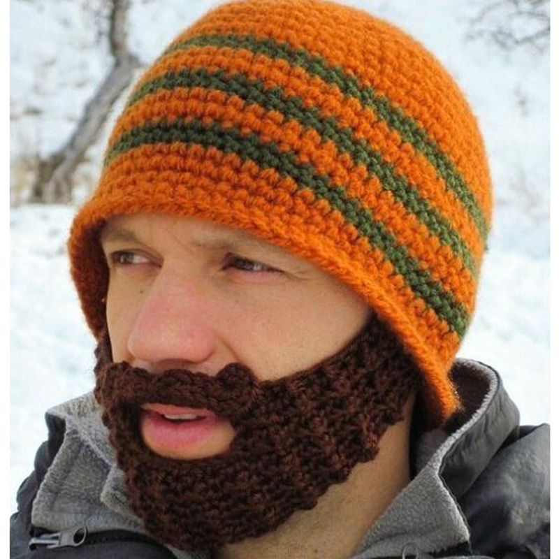 YRRETY Winter Beard Novelty Beanies Handmade Caps Head Knitted Men Hats Warm Cap Embroidery Glasses Pro Ear Protection