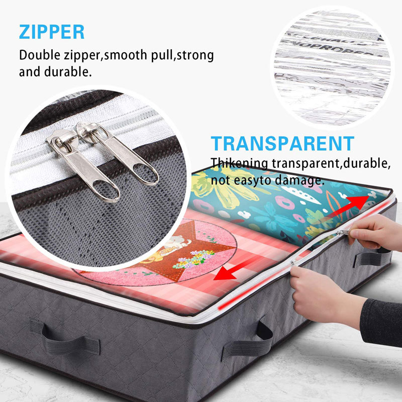 Opvouwbare onderbedtas - Deken Kleding Quilt Organizer Ademende opbergtas met ritssluiting voor slaapkamer