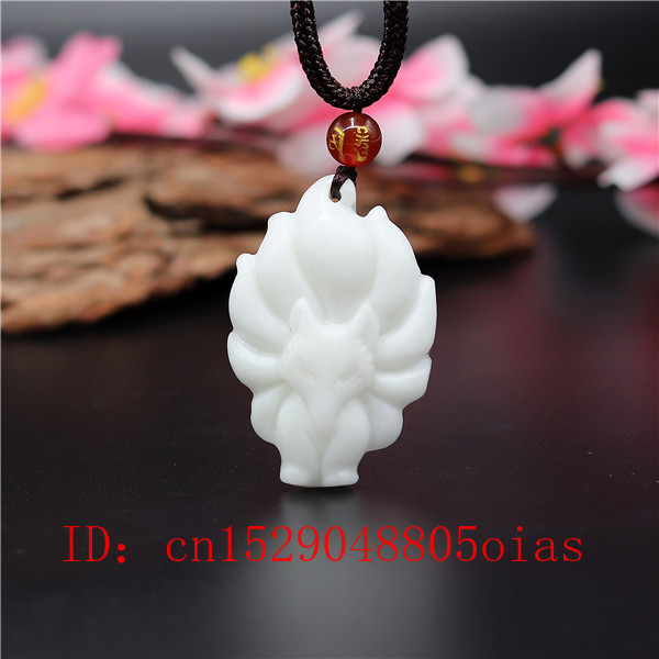 Naturlig hvid kinesisk jade ni-halet ræv vedhæng halskæde charme smykker tilbehør udskåret amulet til kvinder