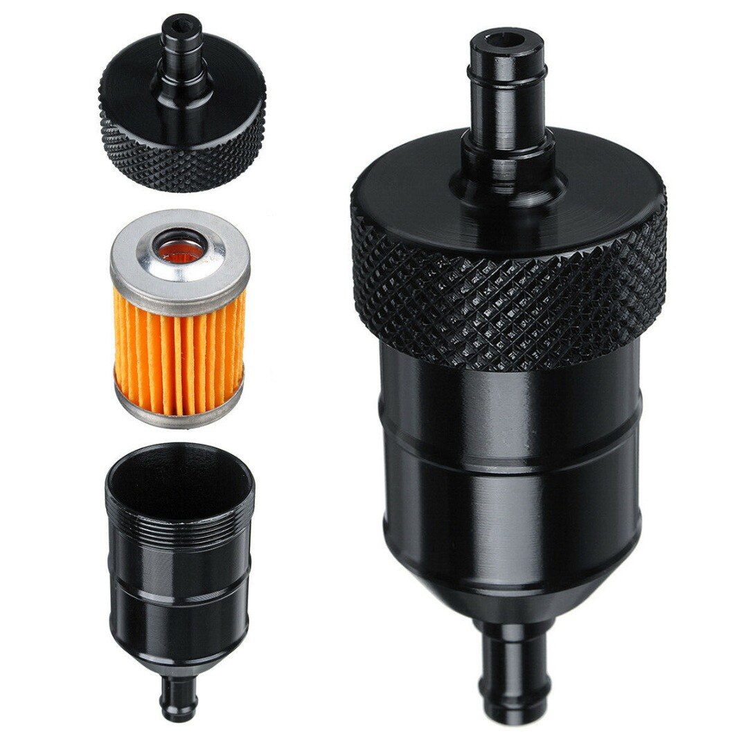 Red Color Universal 6MM 1/4 Petrol Gas Fuel Filter Cleaner For Motorcycle Pit D