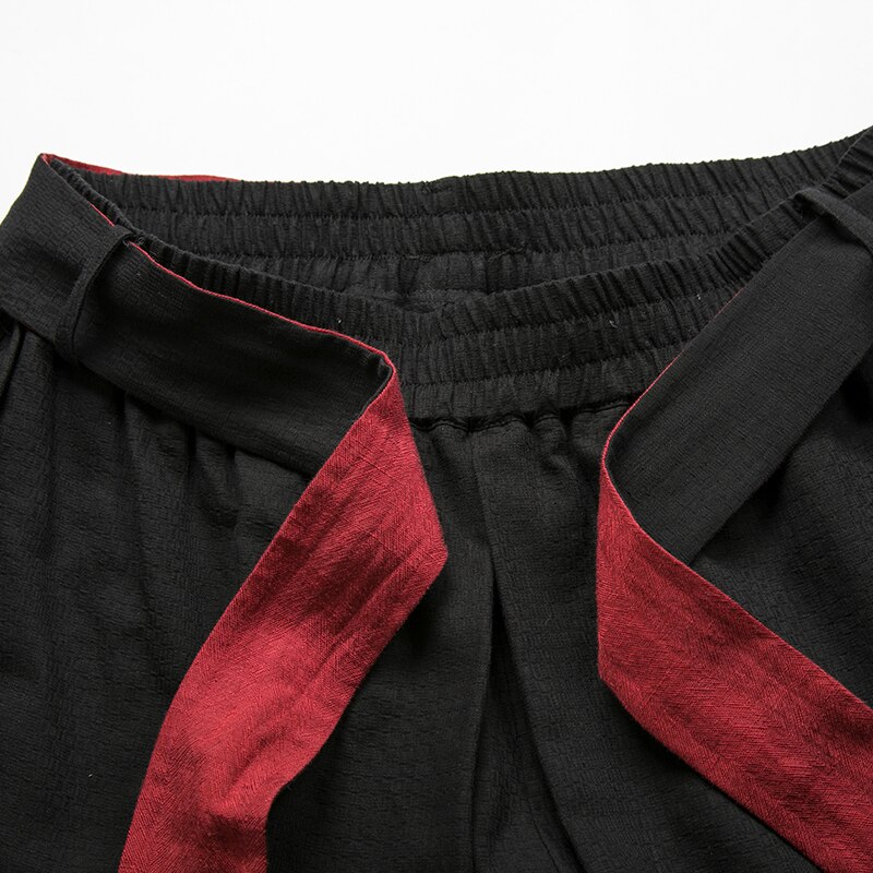 Hommes japon Kimono jupe droite pantalon Oversize taille élastique coton lin décontracté pantalon à jambes larges homme rue lâche Harem pantalon