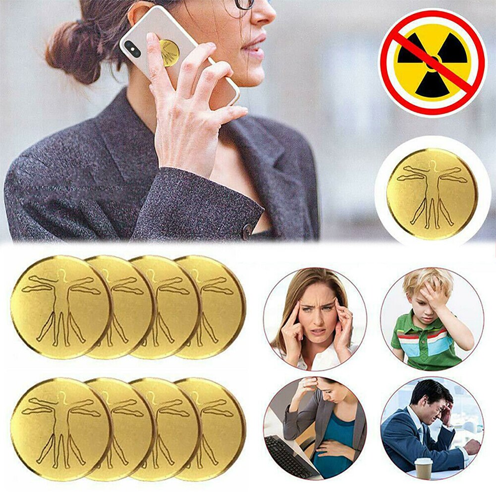 10pcs Protector Sticker Easy Apply EMF Blocker 24k Gold Plating Round Anti Radiation Laptop Electronic Devices Mobile Phone
