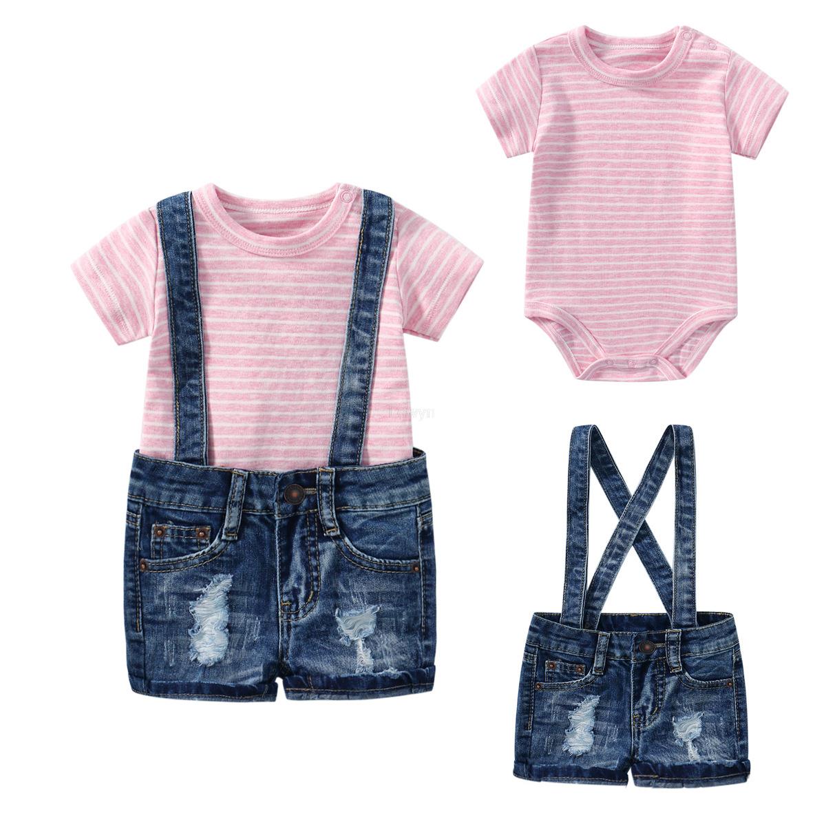 Baby-strampler, sommer, gestreift, kurzarm, baumwollbody, neugeborenen-jungen, mädchen, bebe steigen kleidung 0-24m