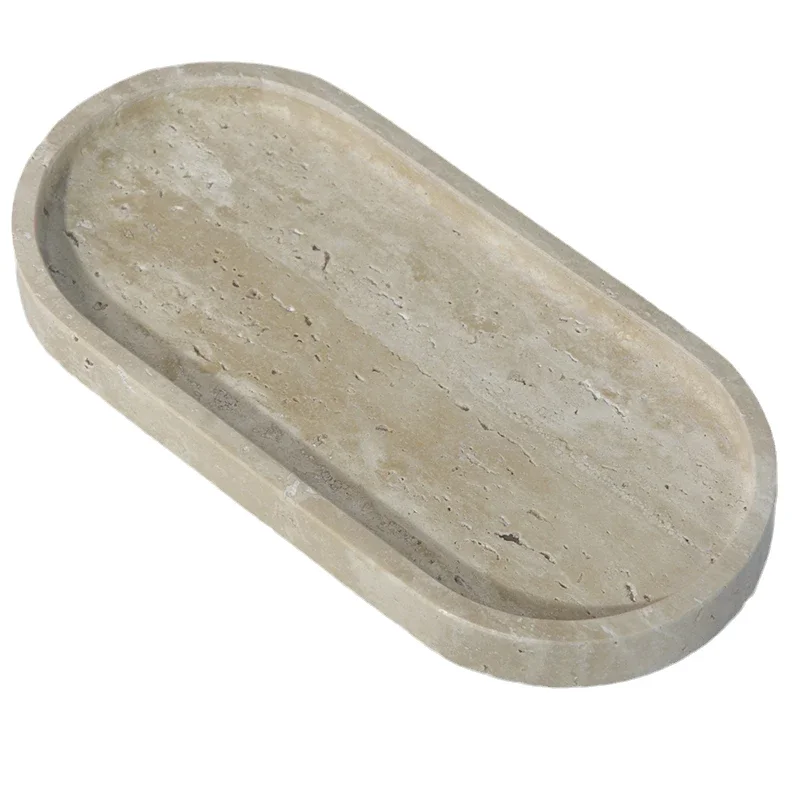 Small Natural Marble Tray, Carving Oval Sundries Storage, Home Ornaments, Tray Storage, 25x12x2cm