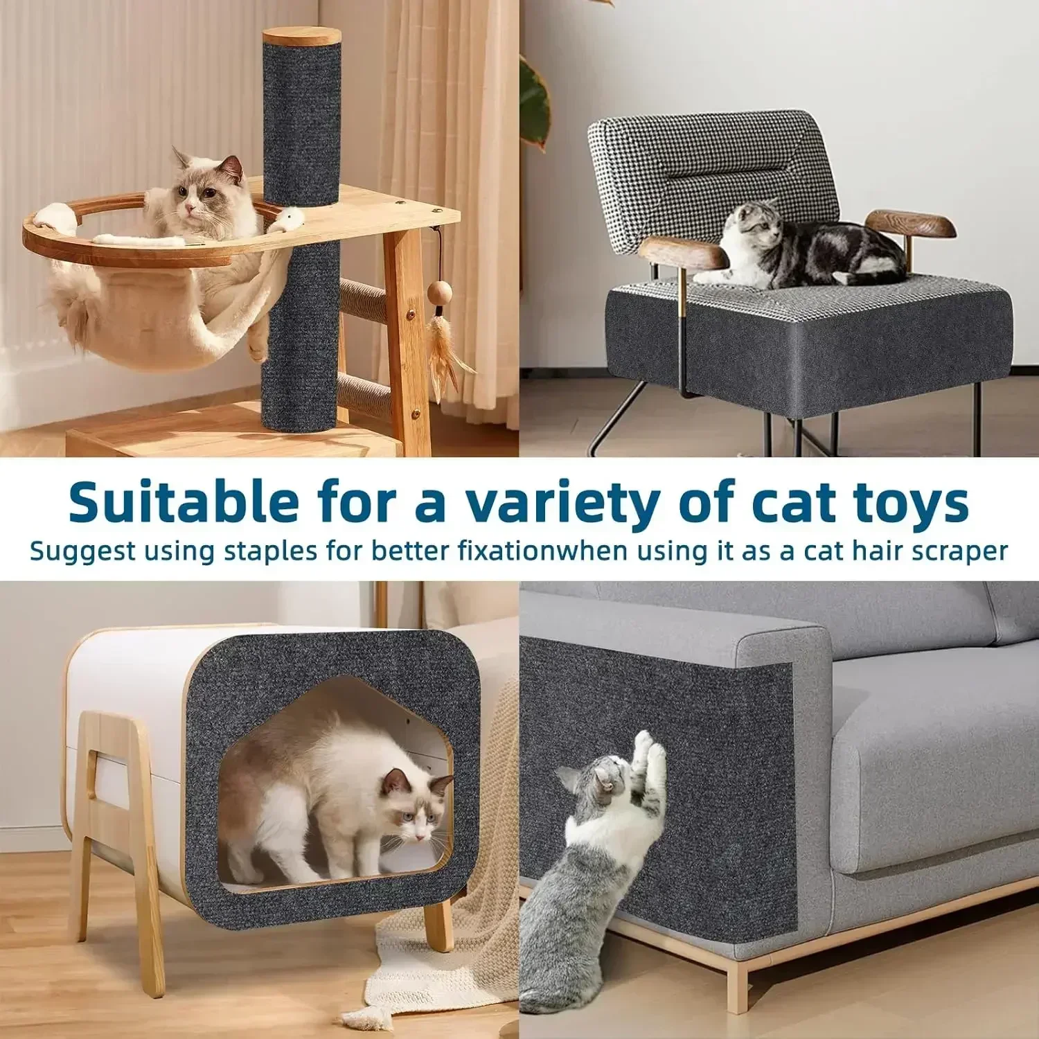 Self-Adhesive Cats Scratch Board Wall Anti Cat Scratch Carpet Mat Trimmable Cat Carpet Prevent Cat Scratcher Furniture Protector