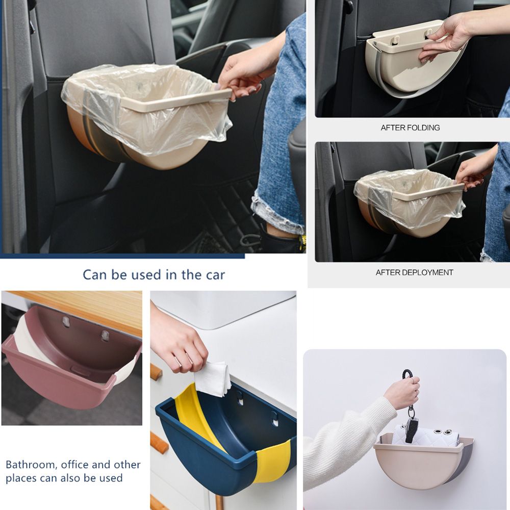 Kitchen Trash Can Useful Wall Mounted Bracket Organizer Car Garbage Bin Office Wastebaskets Foldable Storage Bins