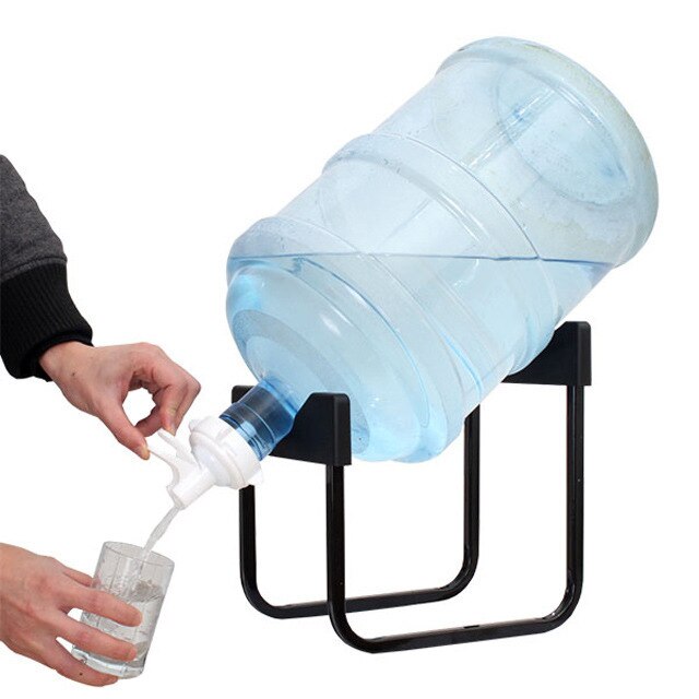 Detachable Bracket Bottled Water Hand Press Type Water Dispenser Drinking Bucket Pure Mineral Water Folding Rack: black