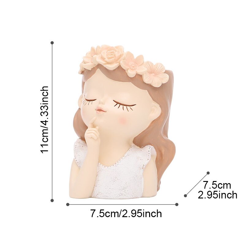 Florero con escultura de cabeza humana para mujer, accesorio de almacenamiento con de dibujos animados, belleza, artesanía, ornamento, retrato fresco, macetas, accesorios para el hogar: Flower pot 1