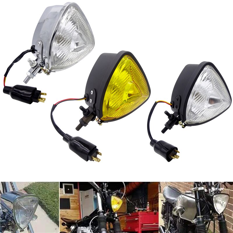 Phare avant de Moto en Triangle H4, phare avant pour Harley Softail Sportster Dyna Cafe Racer Bobber Chopper, pièces d&#39;éclairage de Moto 1 pièce