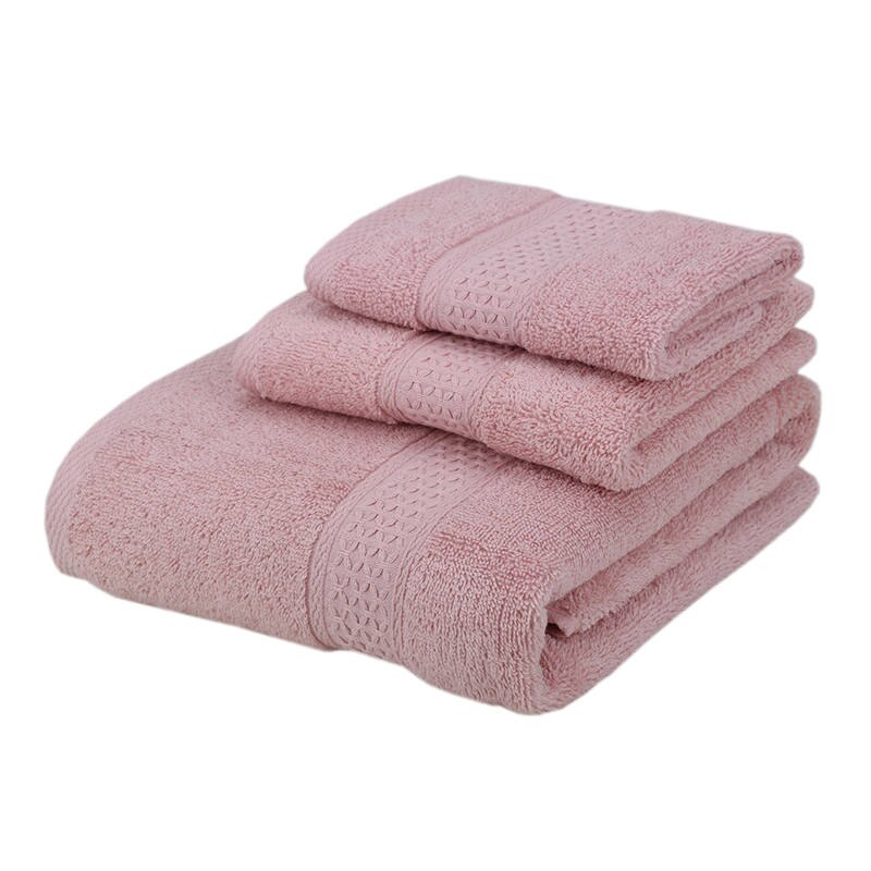 Conjunto de 3 uds. De toallas de baño de algodón suave para adultos, toalla absorbente de felpa de lujo, Sábana de baño playa rostro, toallas básicas para mujer JWYYJ43: pink