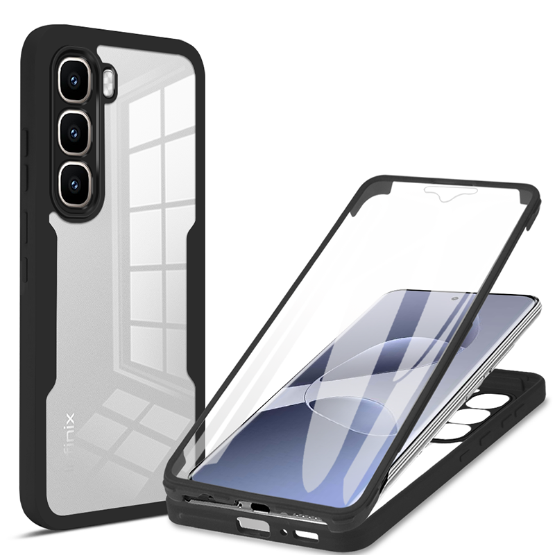 Til infinix 60 stødsikkert 360 ° dobbeltsidet klart telefoncover til infinix 60 pro plus 60i linseskærm fuld beskyttelsesetui: Beige / Infinix hot 60i