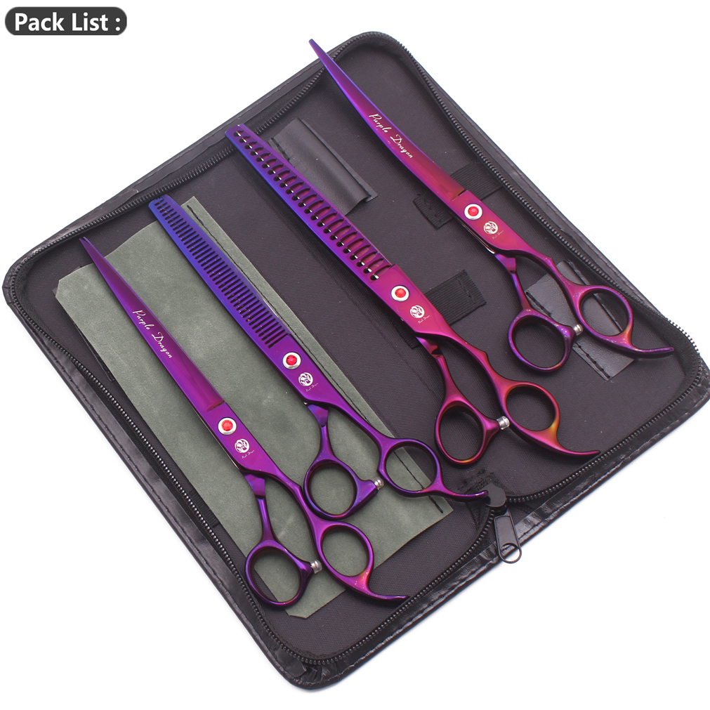 tijeras para perros 8,0 "dragón púrpura JP 440C tijeras de peluquería canina Kit para adelgazamiento tijeras perro curva tijeras agregar caso Z3005 tijeras peluqueria: YuGu-Zi-U4