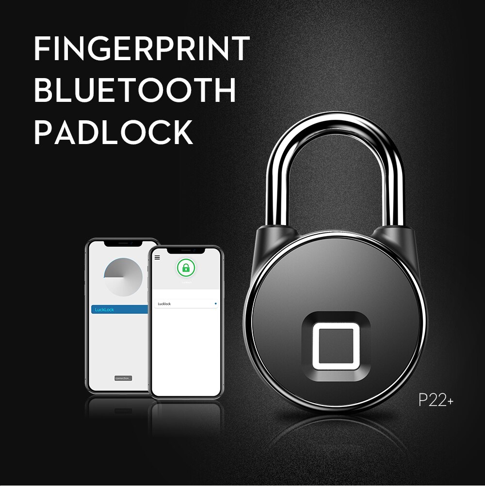 Anytek P22+Bluetooth Rechangeable Unlock Smart Keyless Fingerprint Lock Waterproof IP66 Anti-Theft Securit Door Luggage Padlock