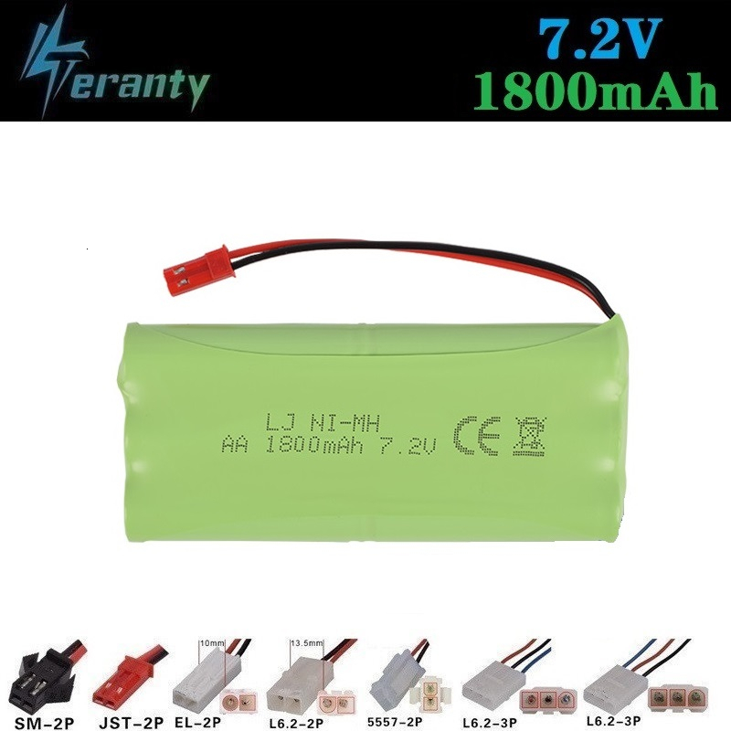 (Enchufe JST) batería NiMH de 7,2 v 1800mah para juguetes Rc tanques de coches trenes Robots barcos rc pistolas AA 700mah 7,2 v batería recargable