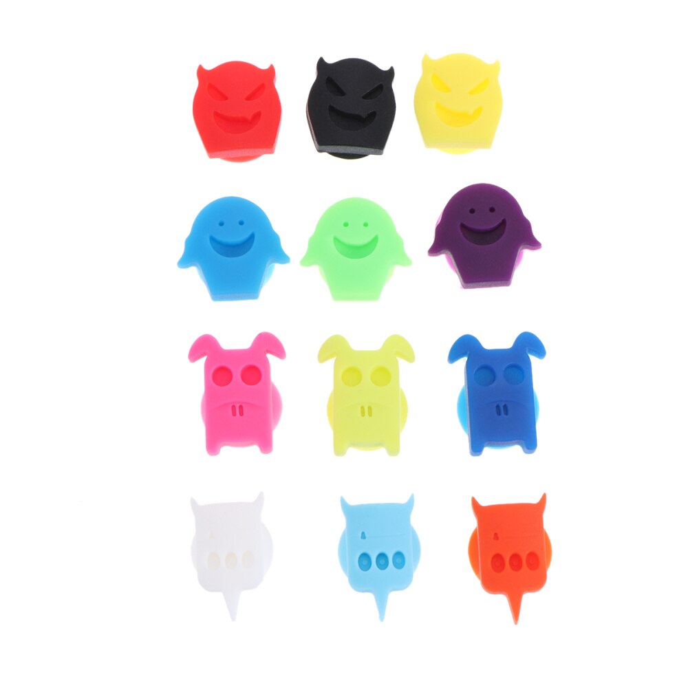 12 Stuks Siliconen Glas Marker Creatieve Gezicht Drink Bedels Label Mark Glas Identificatie Voor Party Banquet
