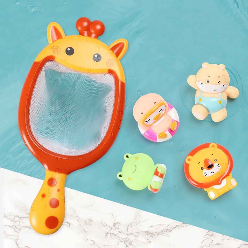 Bath Toys Baby Bathing Floating Soft Rubber Animals Water Tub Toy Squirts Spoon-Net 1 Set Cute Children Bathroom Water Toys: YELLOW