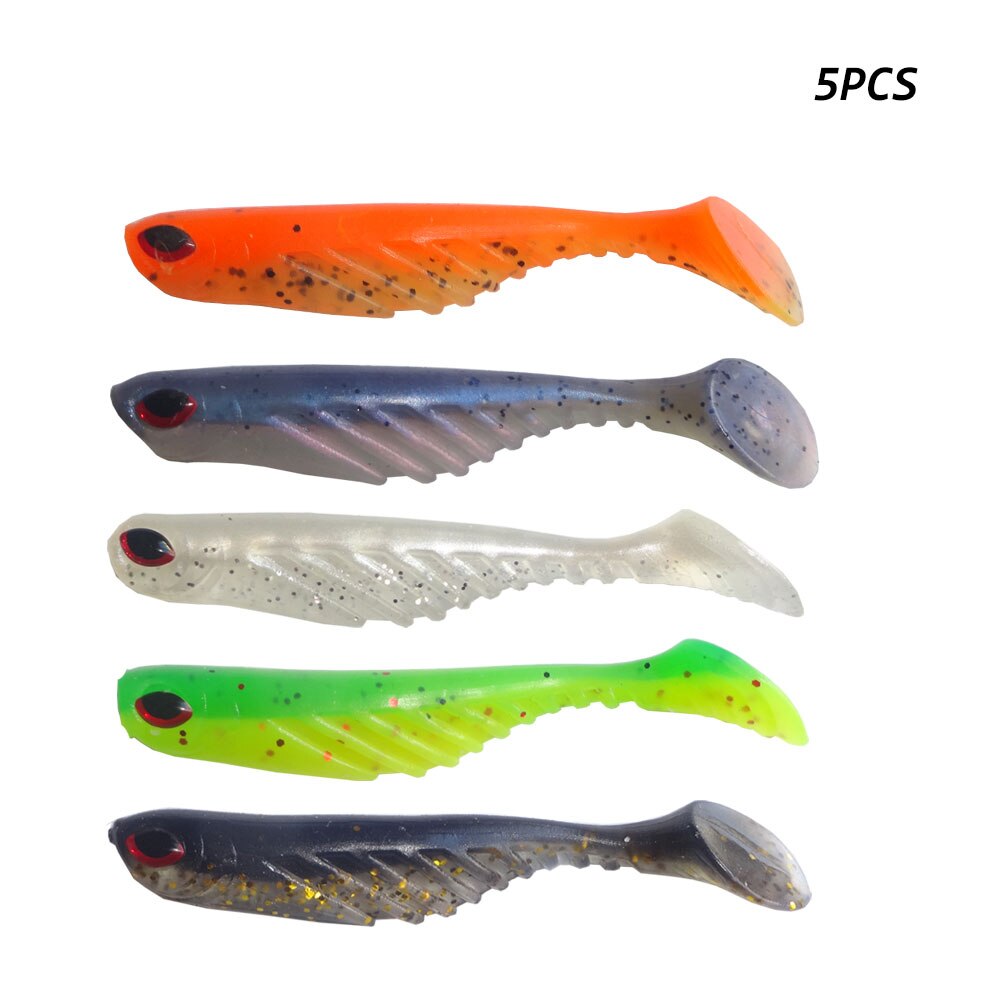 Hexakill 5 stk / mye 7cm 2.9g orm myke lokker kunstig fiske agn wobbler karpe fiskeutstyr shad silikon: 07 blandet