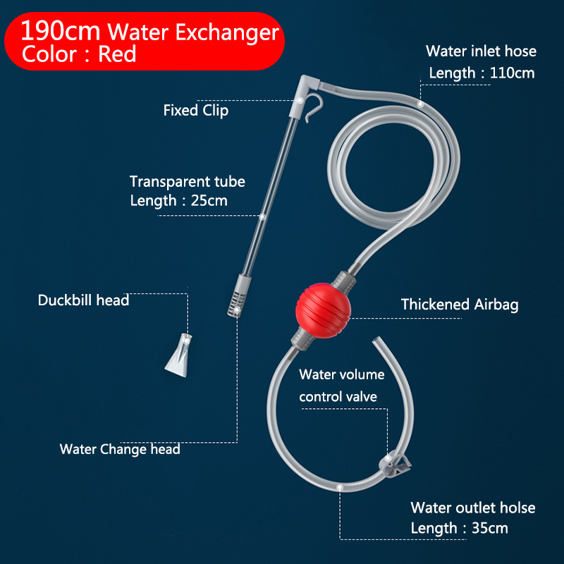 Changeur d'eau pour Aquarium, pompe à Air, outils de nettoyage, nettoyeur de gravier d'aquarium, pompe à Siphon sous vide avec buse de filtre: Bleu