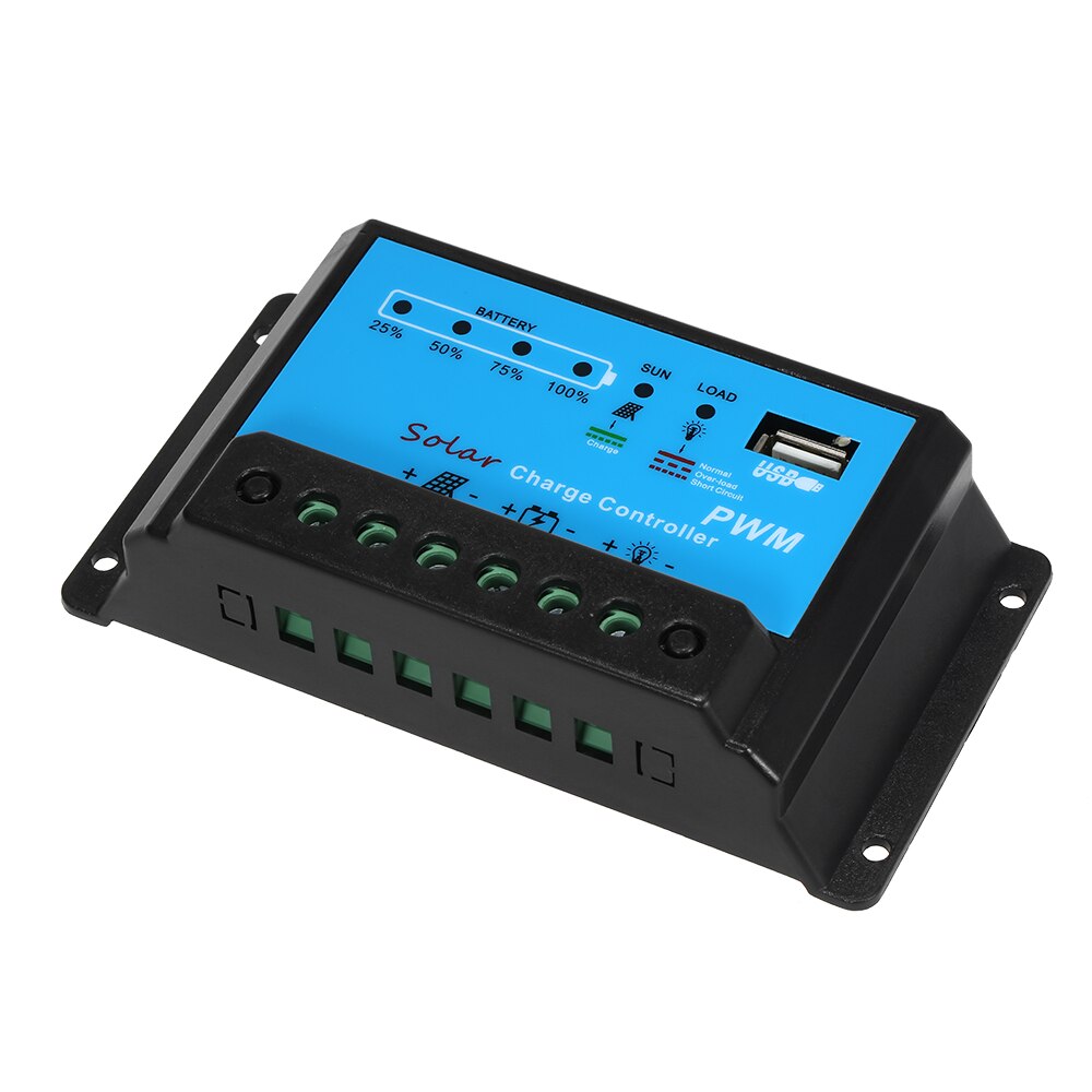 KKMOON 10A contrôleur de Charge solaire panneau solaire contrôleur de batterie PWM 12V/24V régulateur Intelligent avec USB 5V