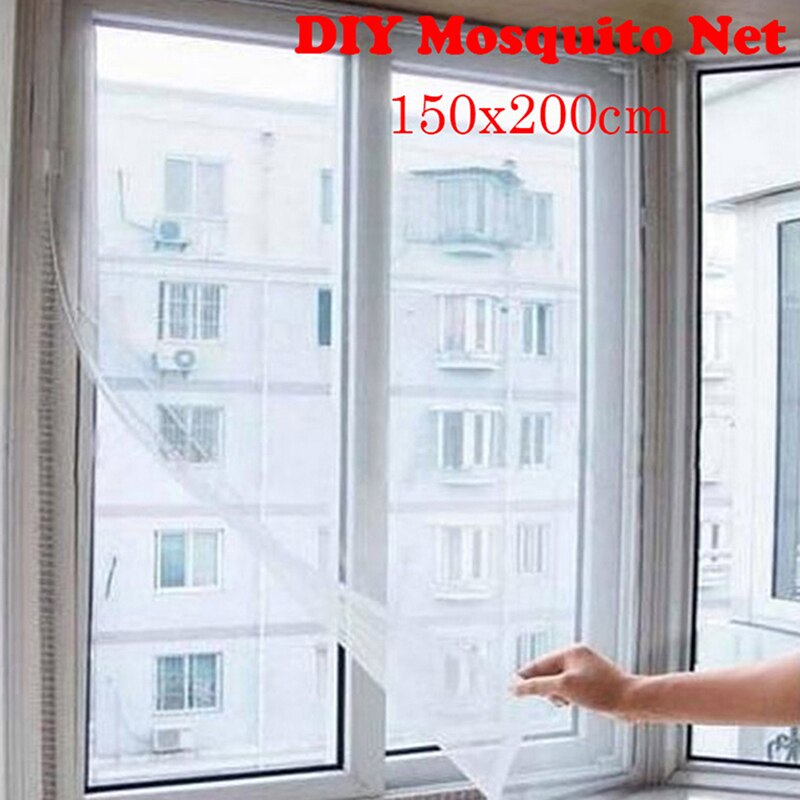 150 x 200cm hvidt flyvende gardin insektnet net selvklæbende myggenet vindue vinduesskærm anti-myg dør fluenet