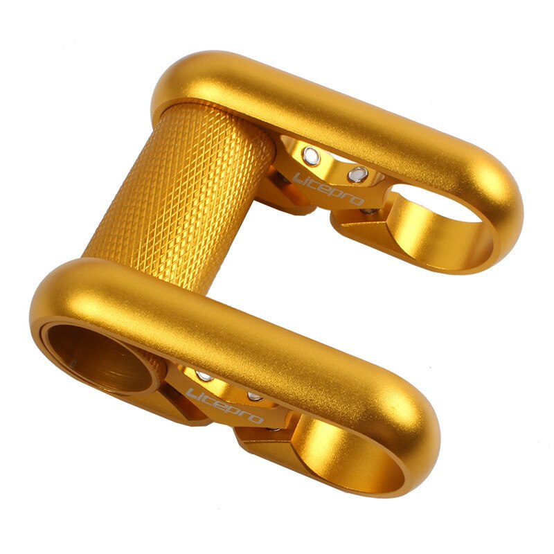 Litepro vouwfiets holle dubbele stuurpen horizontaal stuur 25.4mm aluminiumlegering fietsonderdelen: Goud