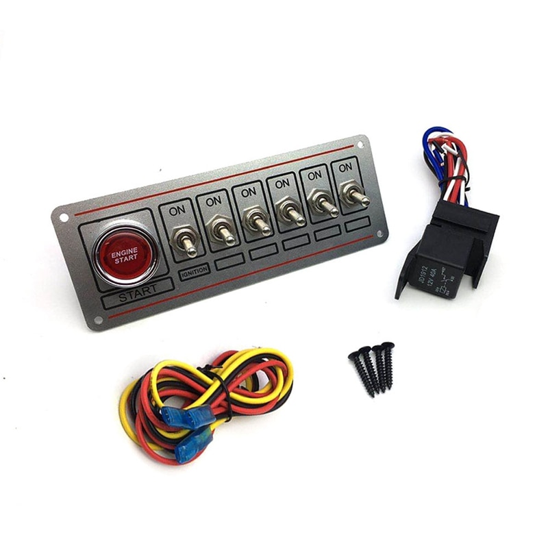 Universal Switch Panel for Racing Car Ignition Switch+6 Toggle Quick Off Switch Engine Start Button: Default Title
