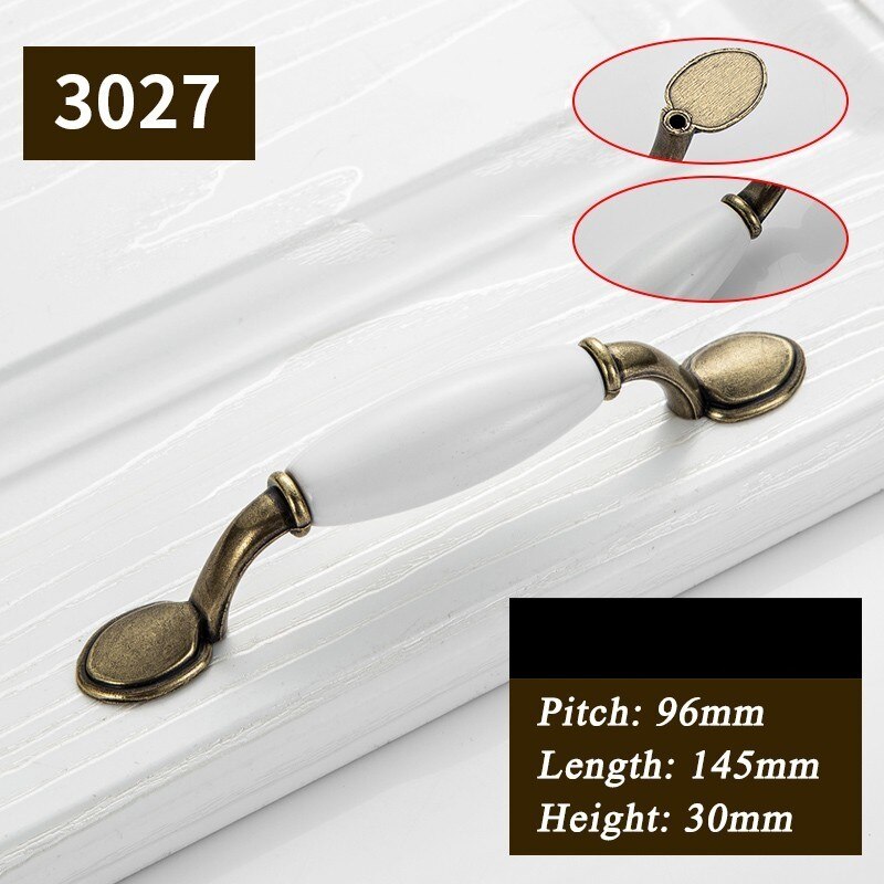 Antique Door Handles for Kitchen Cabinets Knobs and Handles White Ceramic Door Handle European Furniture Handles Drawer Pulls: E